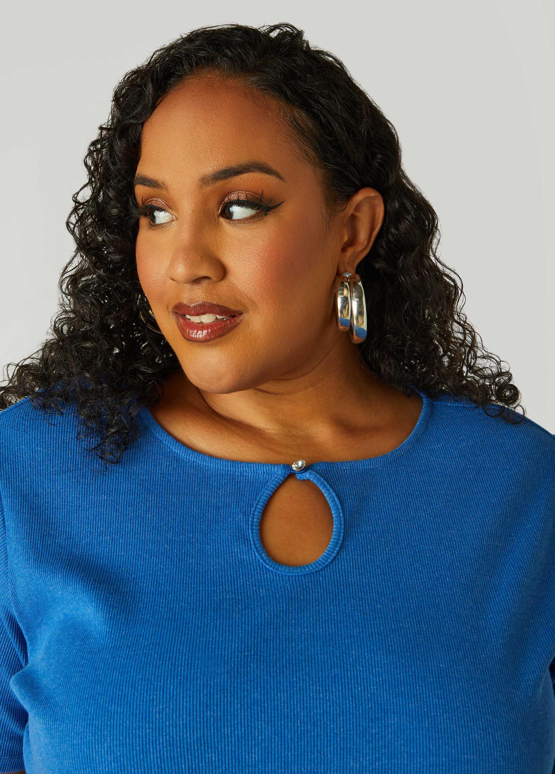 Crystal Keyhole Ribbed Top Product Image