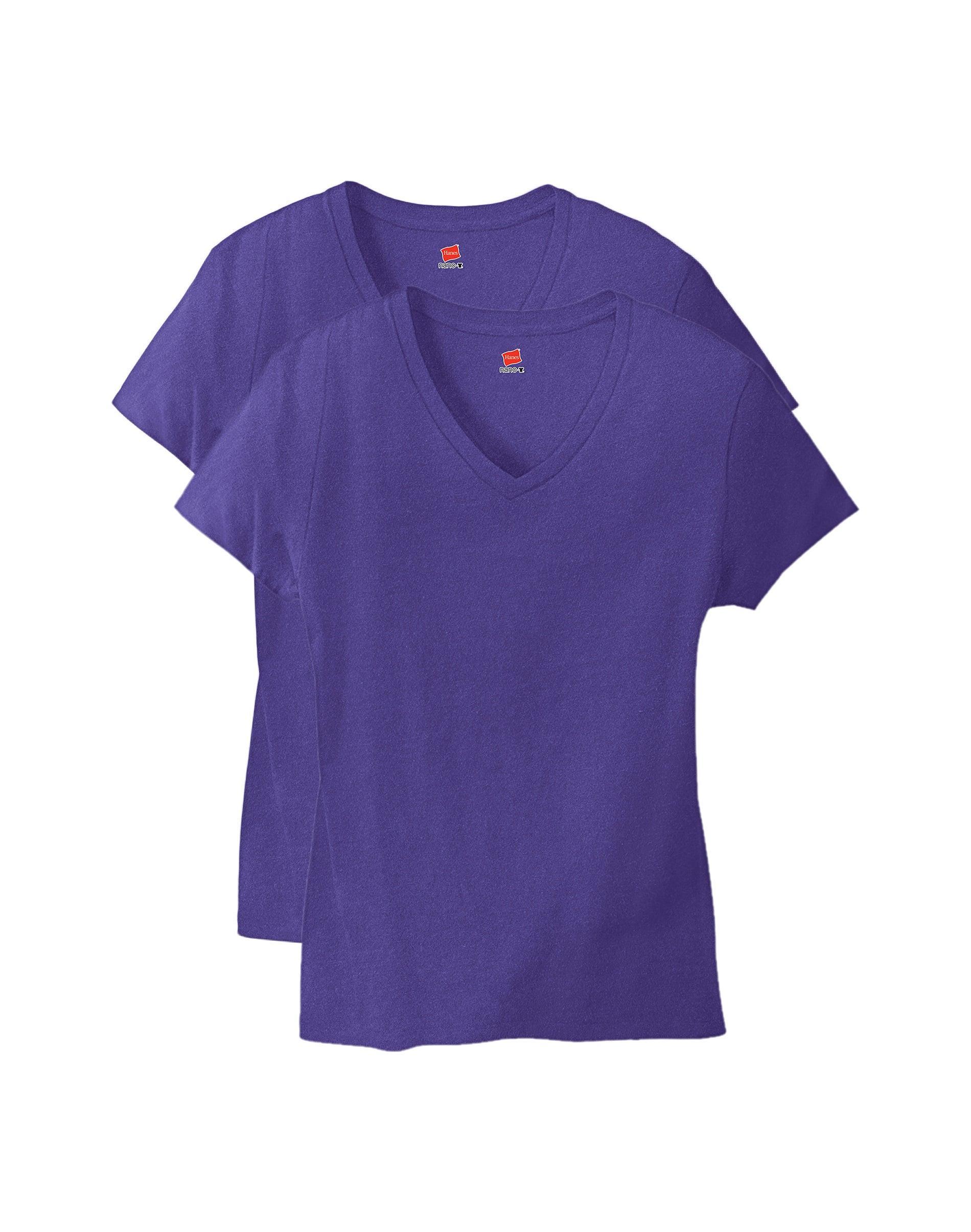 Hanes Perfect-T Womens V-Neck Cotton T-Shirt Light Blue XL Product Image