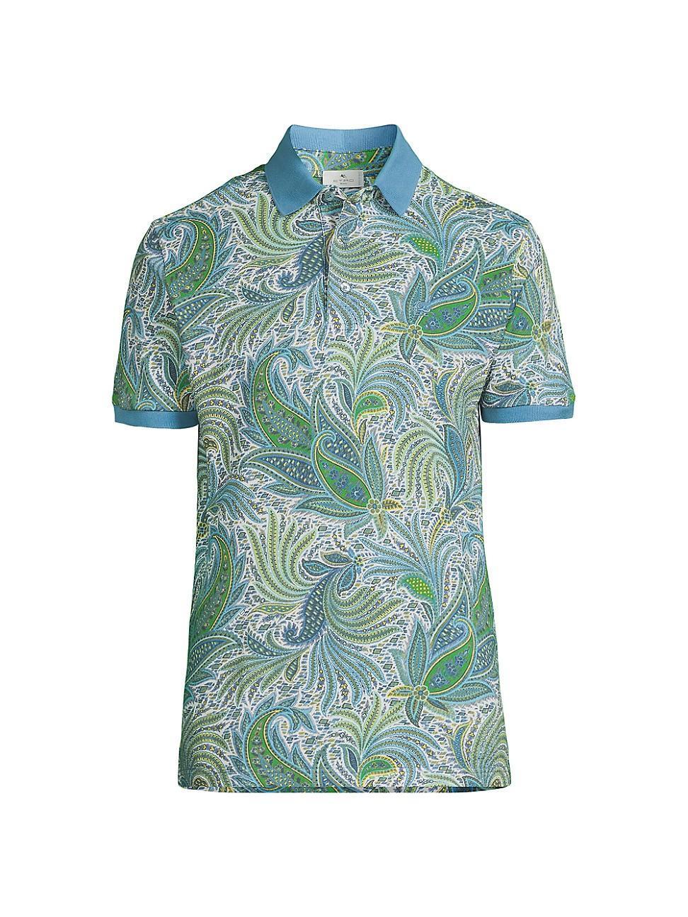 Mens Paisley Cotton Polo Shirt Product Image
