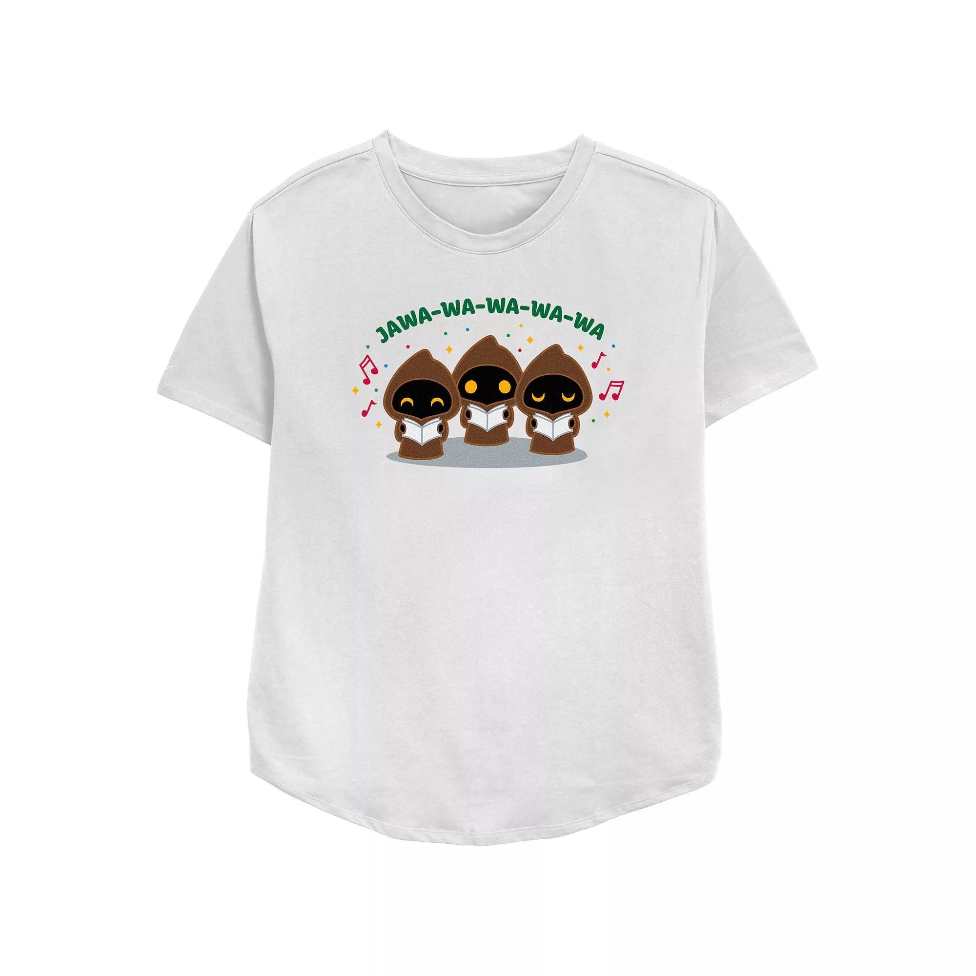 Women's Star Wars Jawa Christmas Carolers Relaxed Fit Graphic Tee, Size: Small, White Product Image