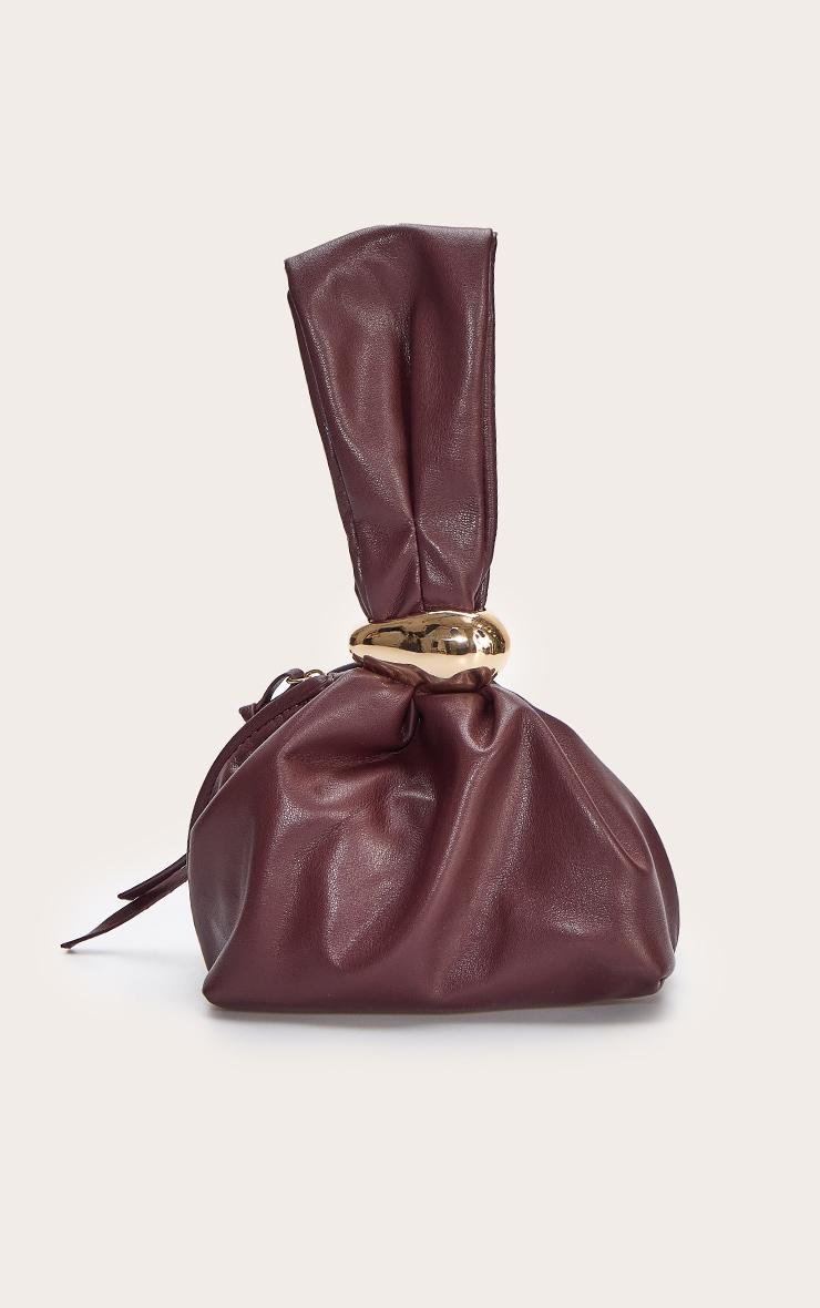 Premium Chocolate Soft Pu Gold Handle Hand Bag Product Image