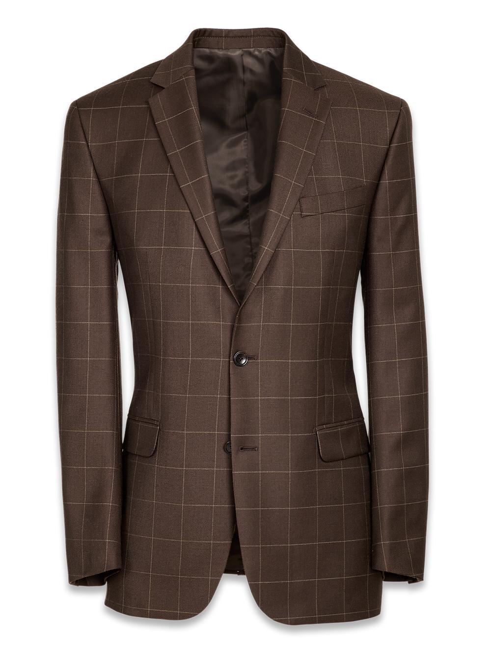 Classic Fit Essential Wool Notch Lapel Suit Jacket - Brown Product Image