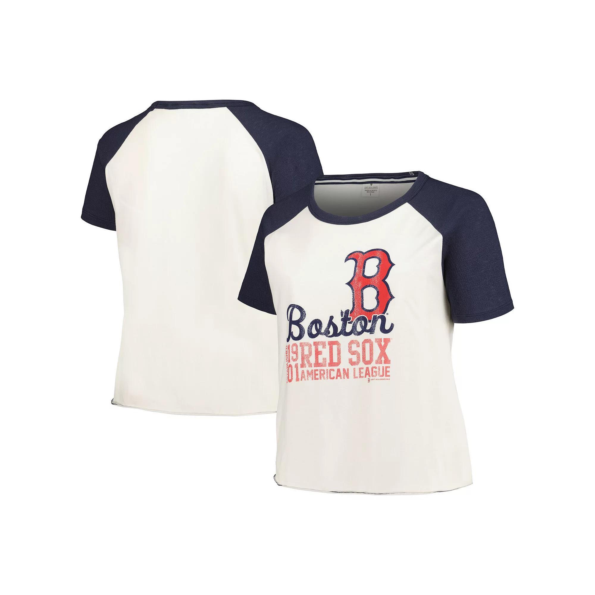 Women's Soft as a Grape White Boston Red Sox Plus Size Baseball Raglan T-Shirt, Size: 3XL Product Image