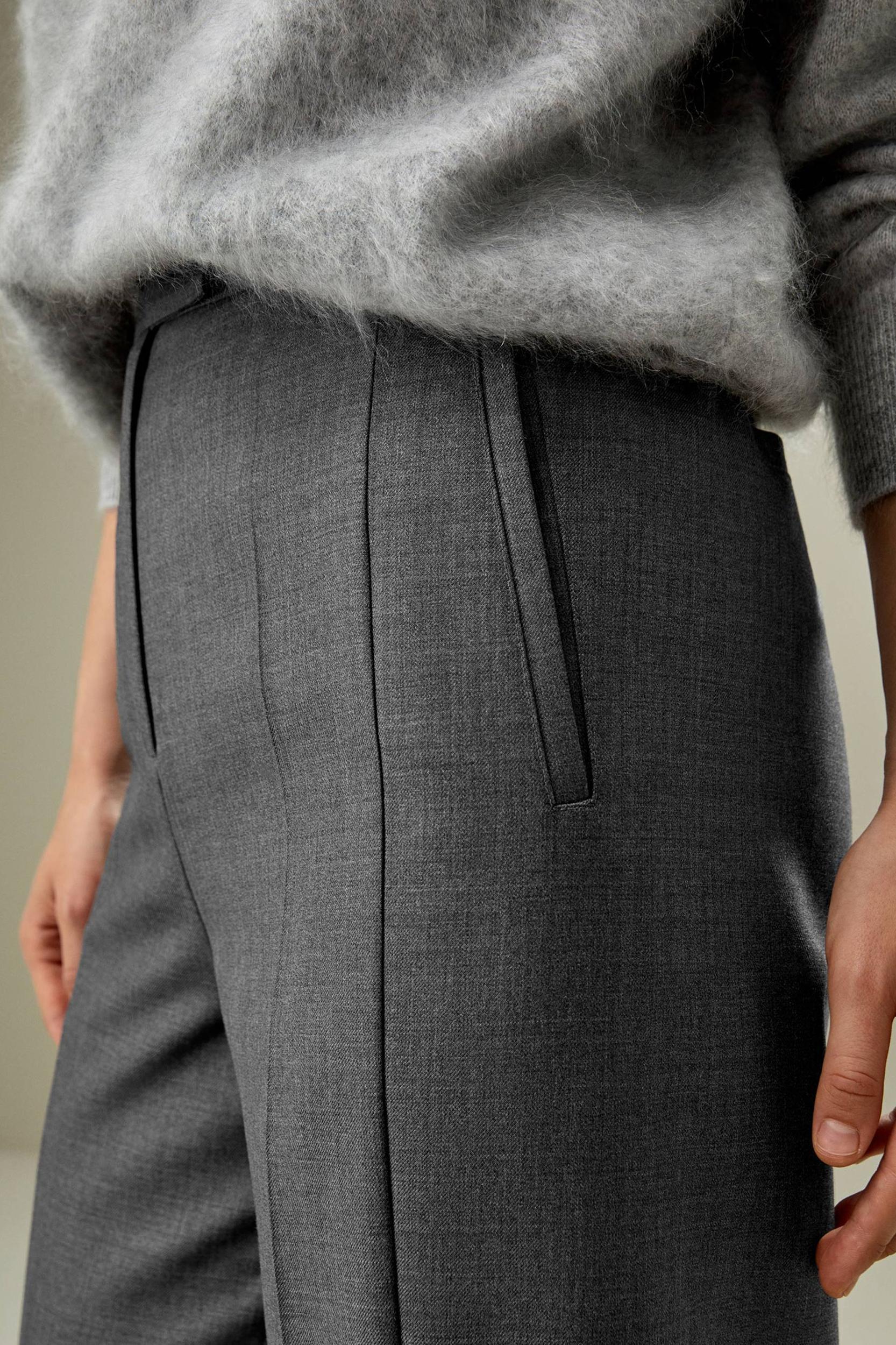 Wool Silk Blend Straight Pants Product Image