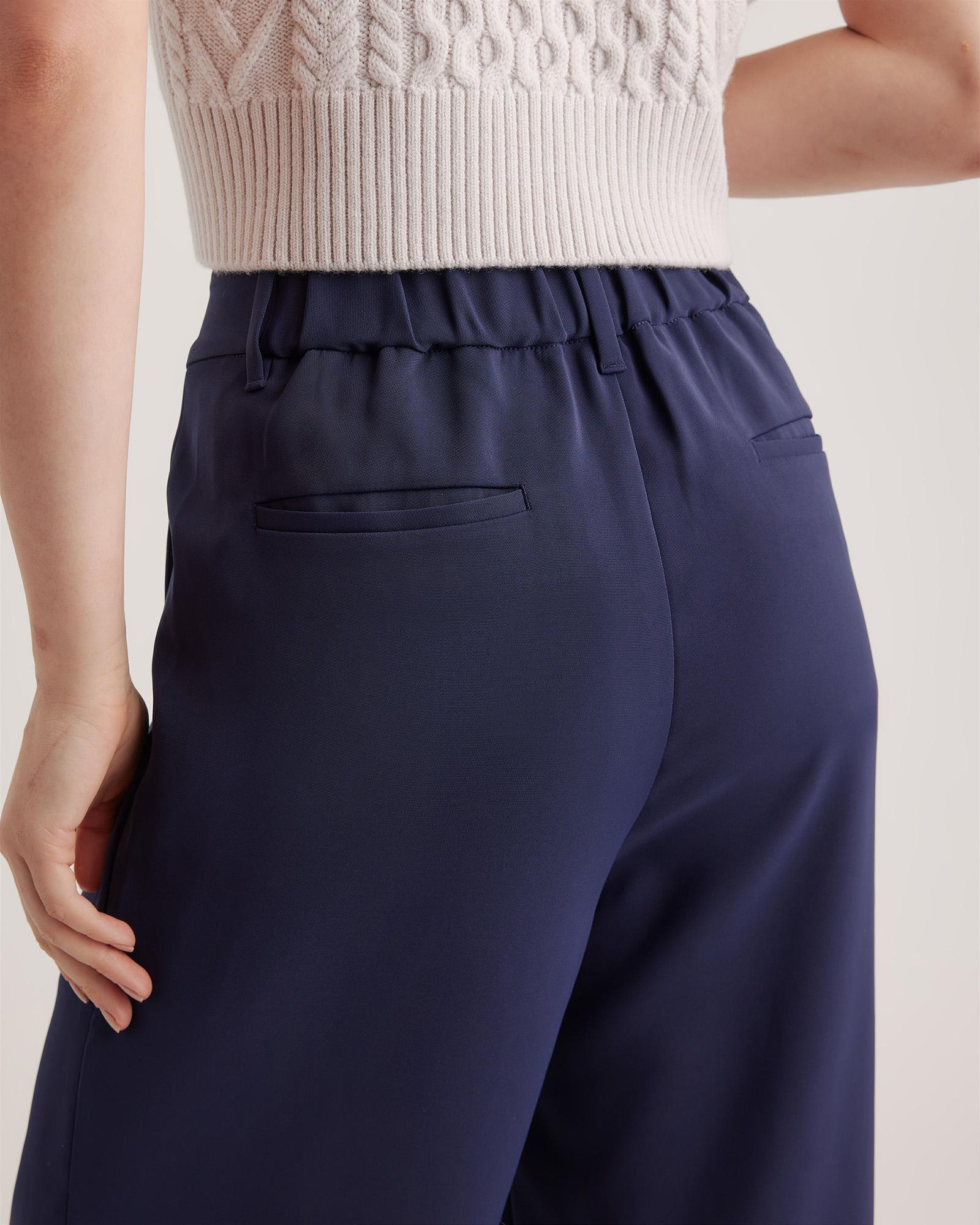 Quince | Women's Stretch Crepe Pleated Wide Leg Pants Recycled Polyester Product Image