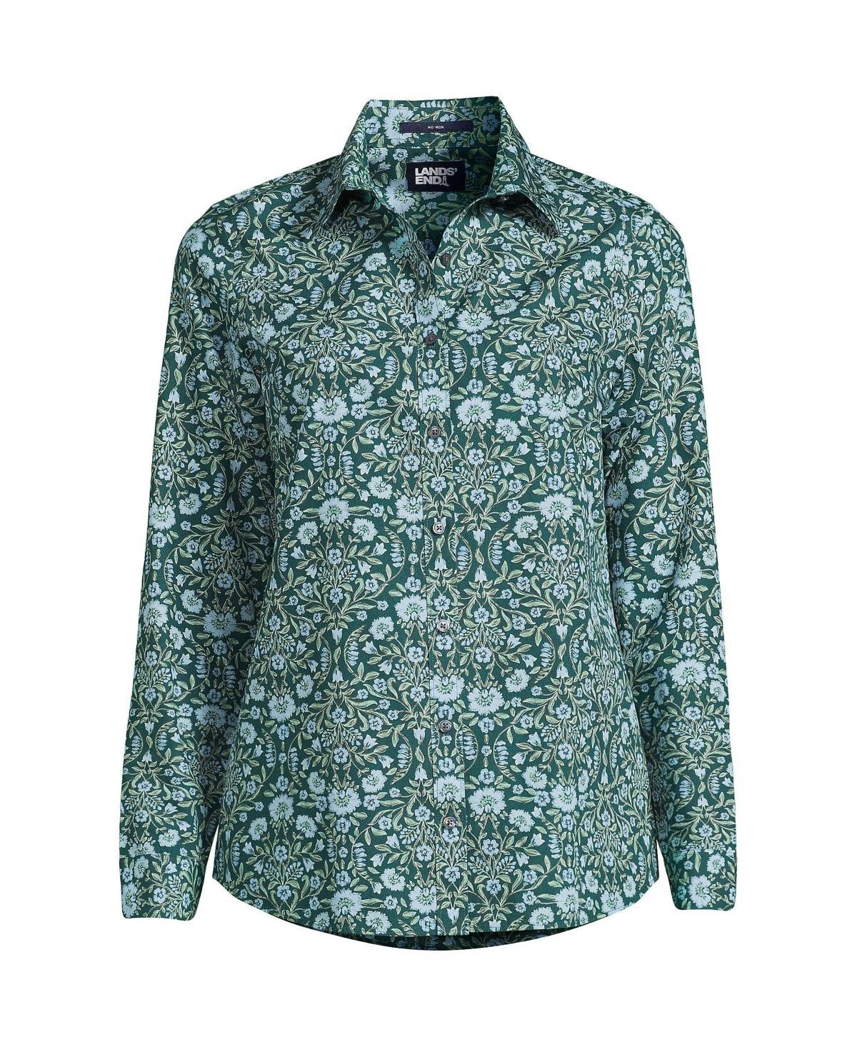 Women's Lands' End No-Iron Long Sleeve Supima Cotton Shirt, Size: 12, Deep  Blue Floral Product Image