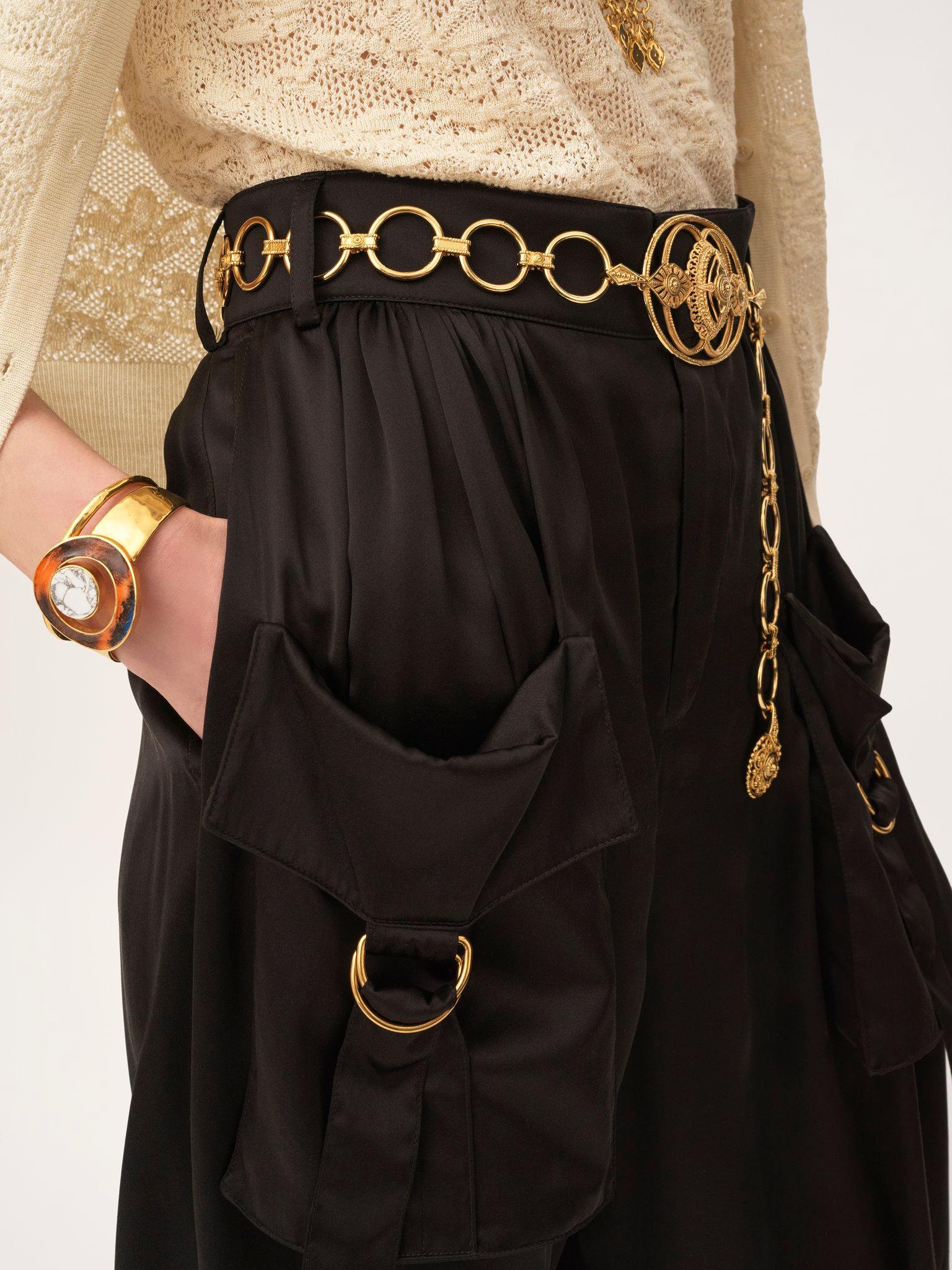 Fluid cargo pants in silk satin Product Image