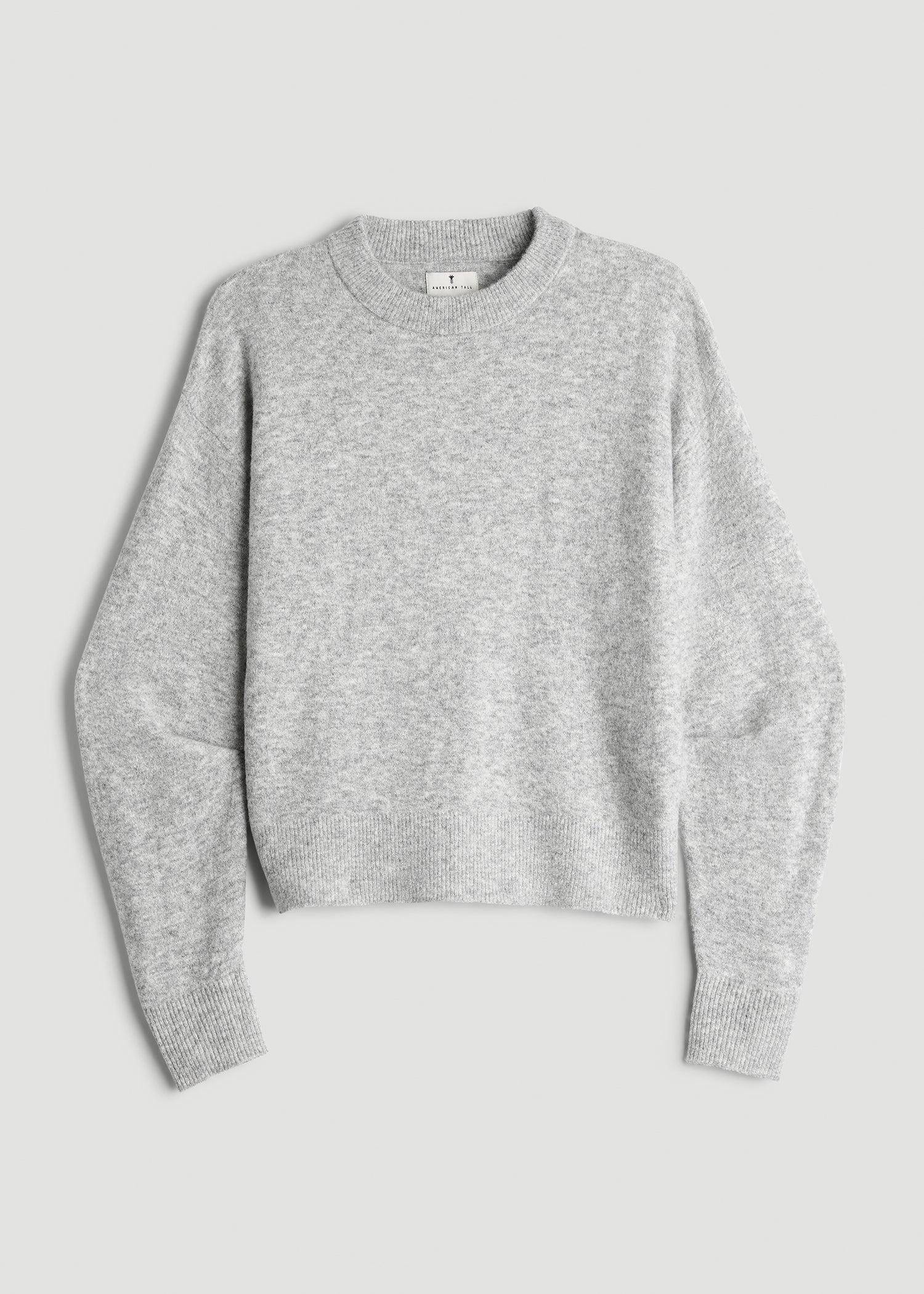 Relaxed Crewneck Wool Blend Tall Women's Sweater in Grey Mix Female Product Image
