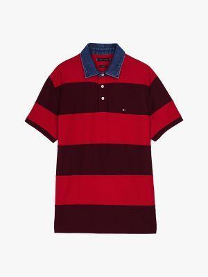 Relaxed Fit Denim Collar Rugby Stripe Polo Product Image