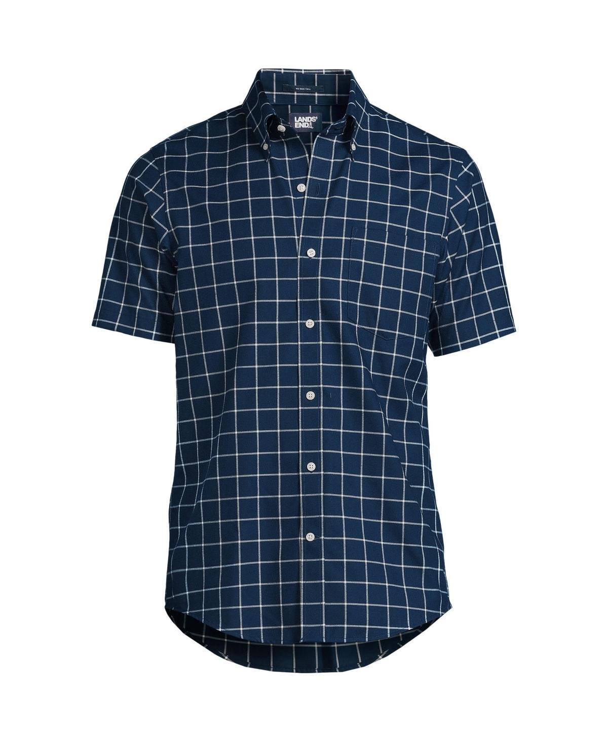 Big & Tall Lands' End No-Iron Button-Down Shirt, Men's, Size: Large Tall, Rain Blue Windowpane Product Image