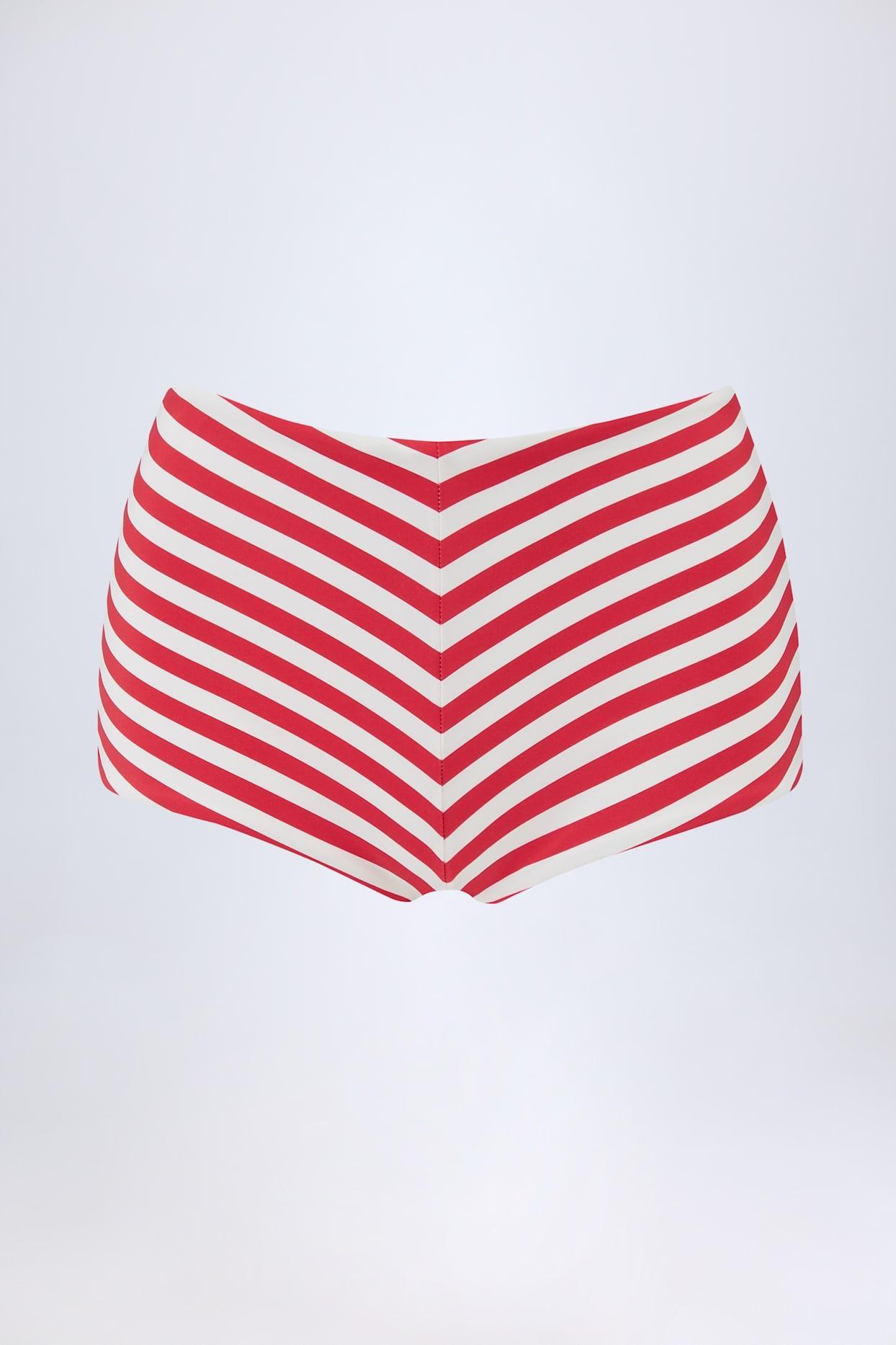 Mid-Rise Hotpants in Cherry Red Stripe Product Image