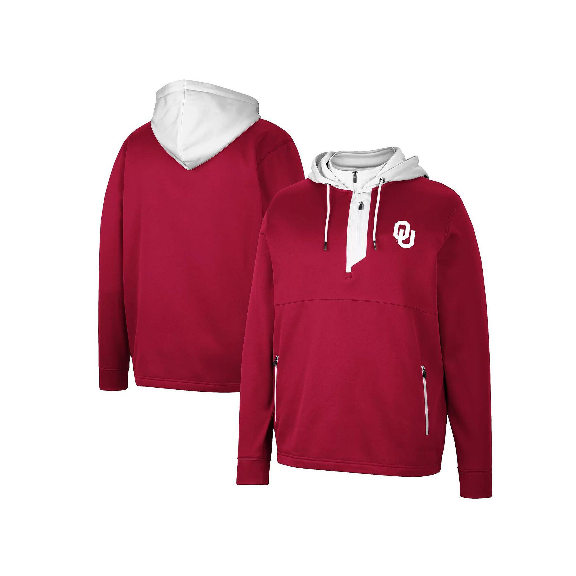 Men's Colosseum Crimson Oklahoma Sooners Luge 3.0 Quarter-Zip Hoodie, Size: Large, Red Product Image