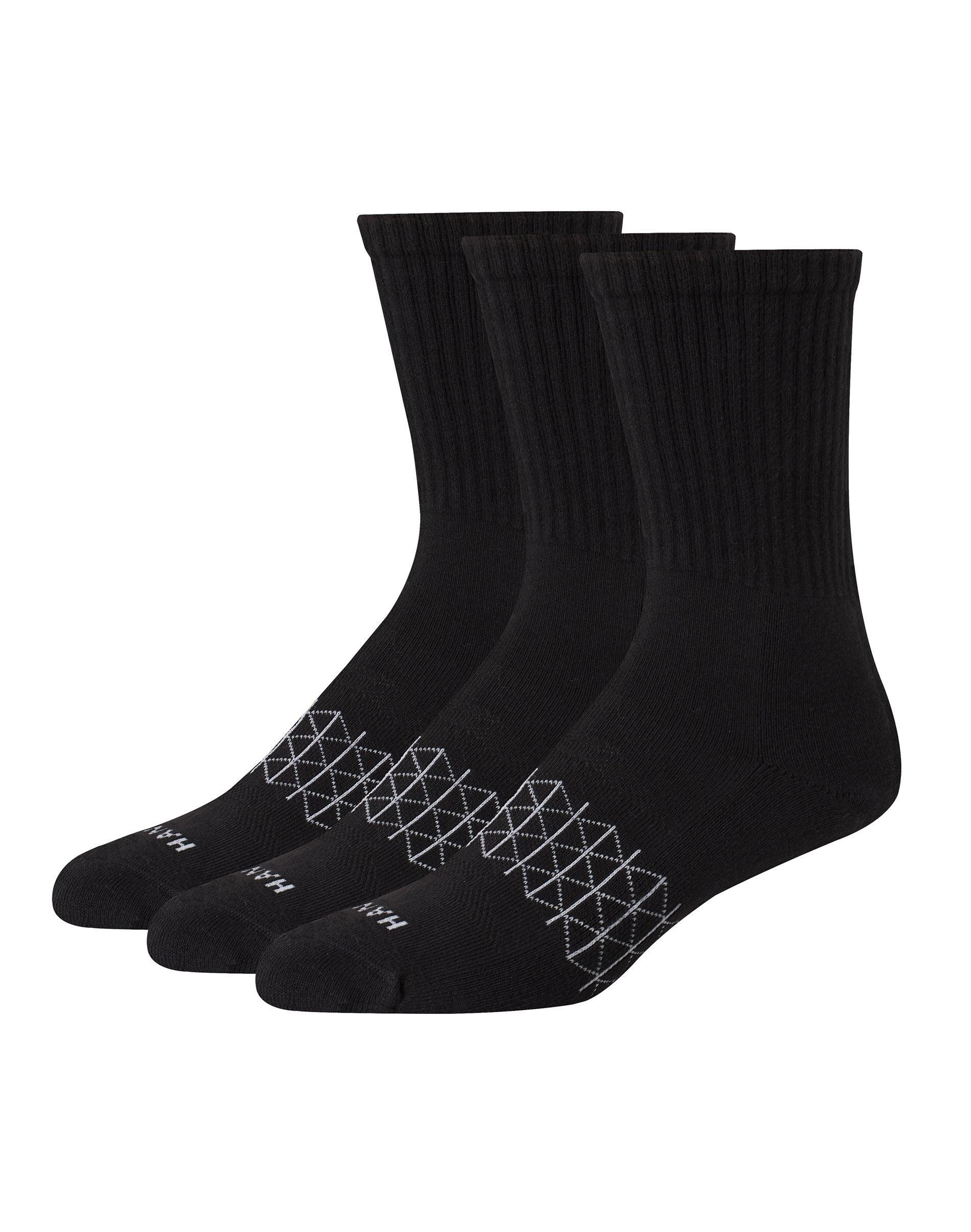 Hanes Mens 3pk Absolute Active Cushioned Crew Socks 6-12: Arch Support Product Image