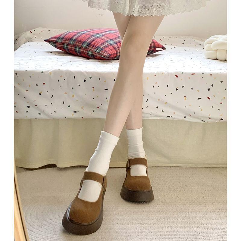 Lace Trim Platform Mary Jane Shoes Product Image