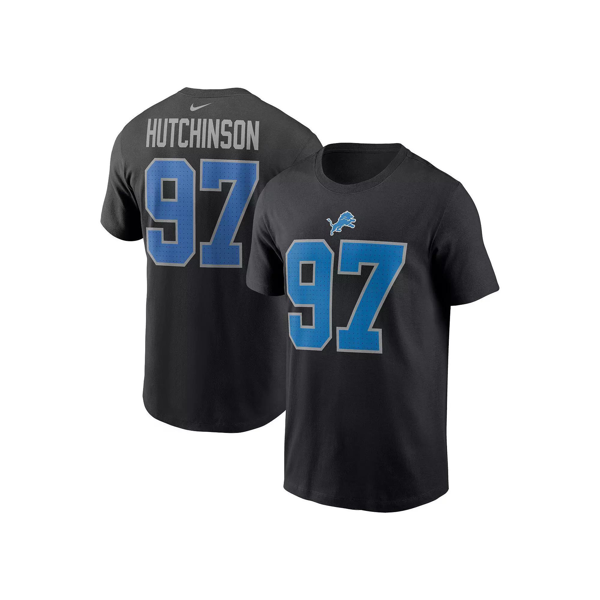 Men's Nike Aidan Hutchinson Black Detroit Lions Player Name & Number T-Shirt, Size: Medium Product Image