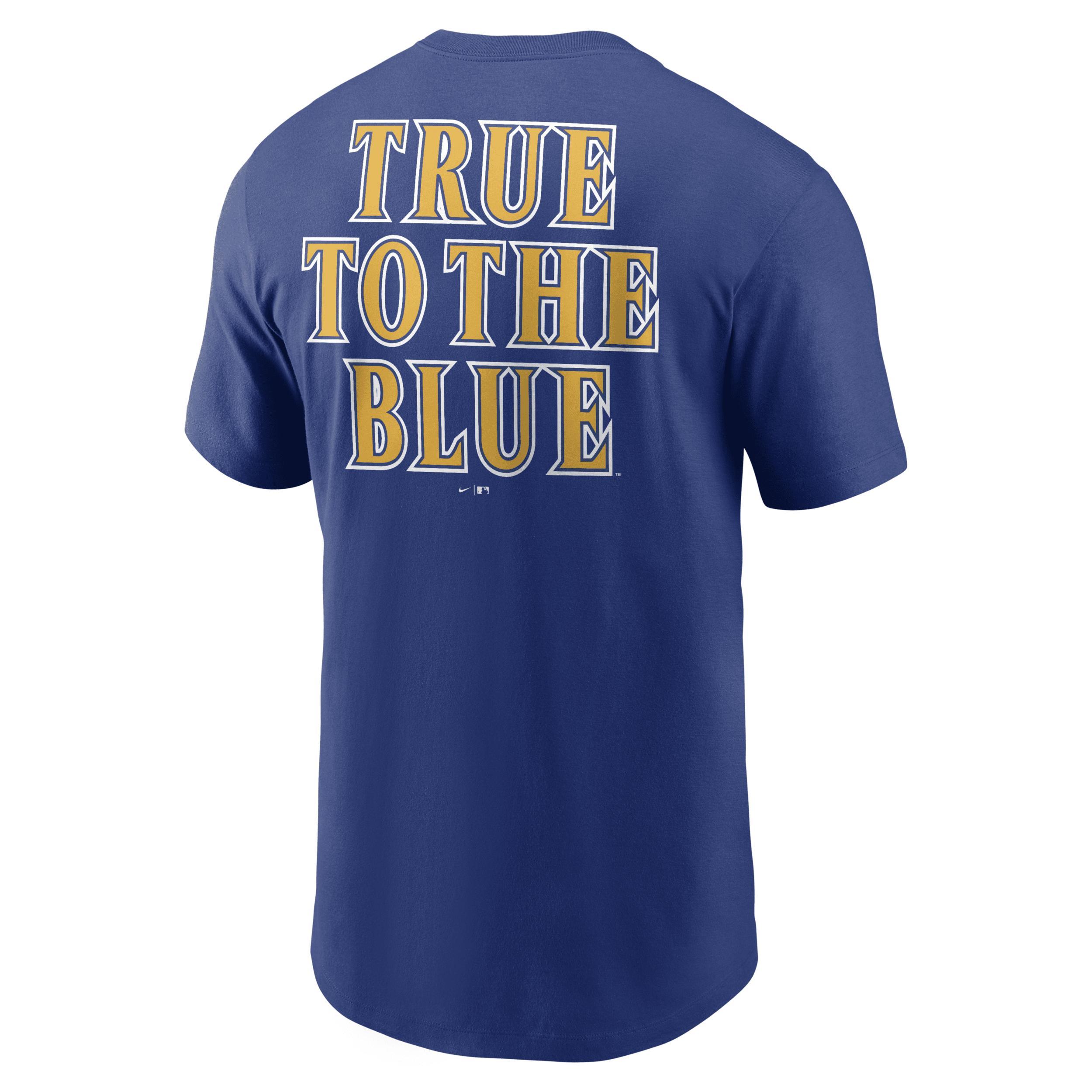 Men's Nike  Royal Texas Rangers 2024 Gold Collection Wordmark T-Shirt, Size: Small, Blue Product Image