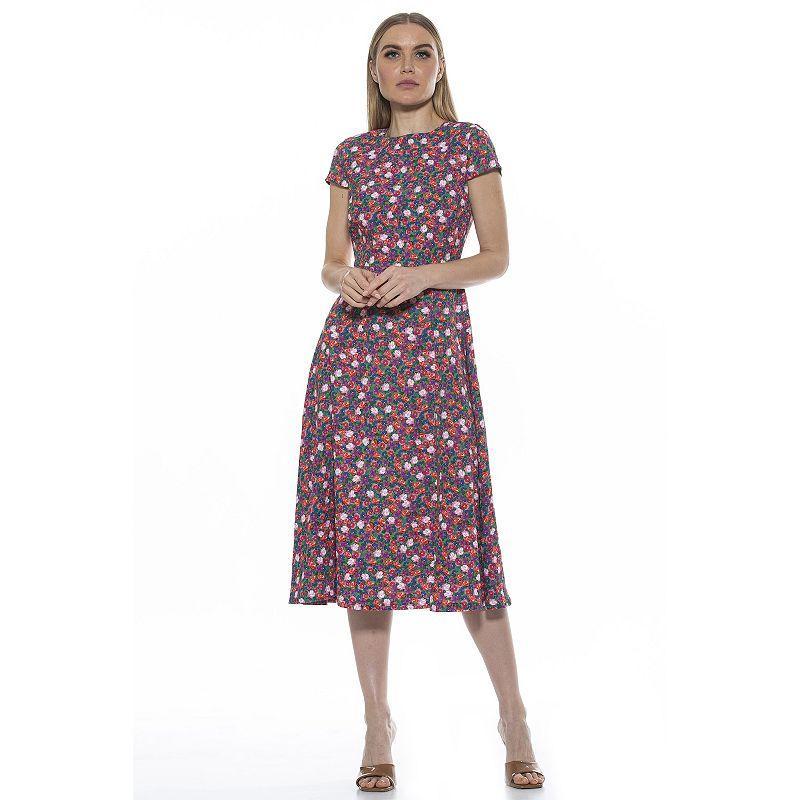 Women's ALEXIA ADMOR Lily High-Slit Midi Dress, Size: 8, Floral Party Product Image