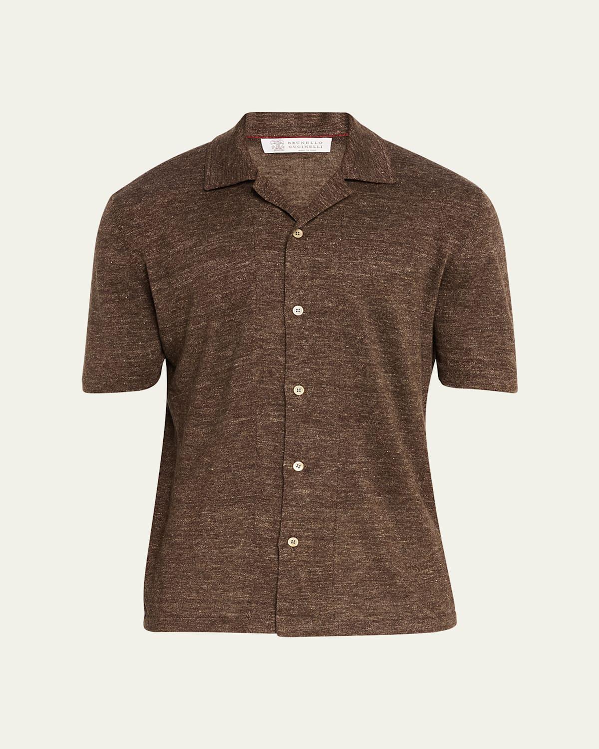 Mens Linen and Cotton Short Sleeve Knit Shirt Product Image