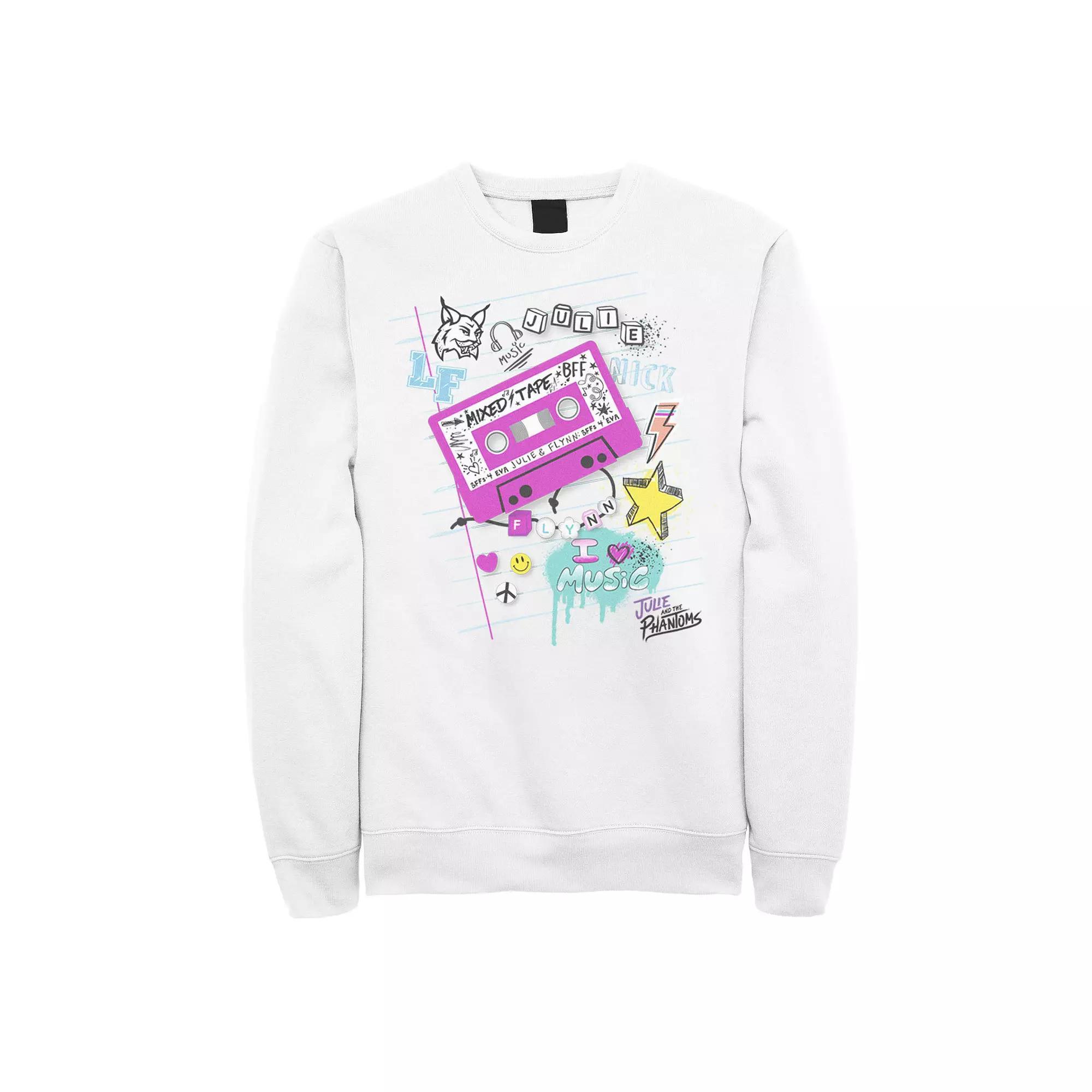 Men's Julie And The Phantoms Tape Deck Mashup Sweatshirt, Size: XXL, White Product Image