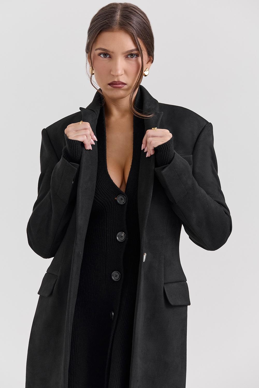 Remi Black Single Breasted Long Coat Product Image