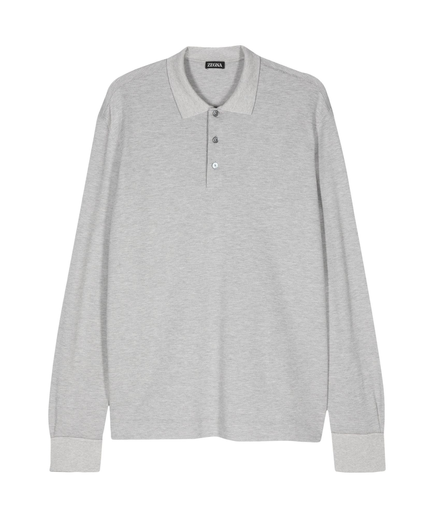 ZEGNA Fine-knit Polo Shirt In Gray Product Image
