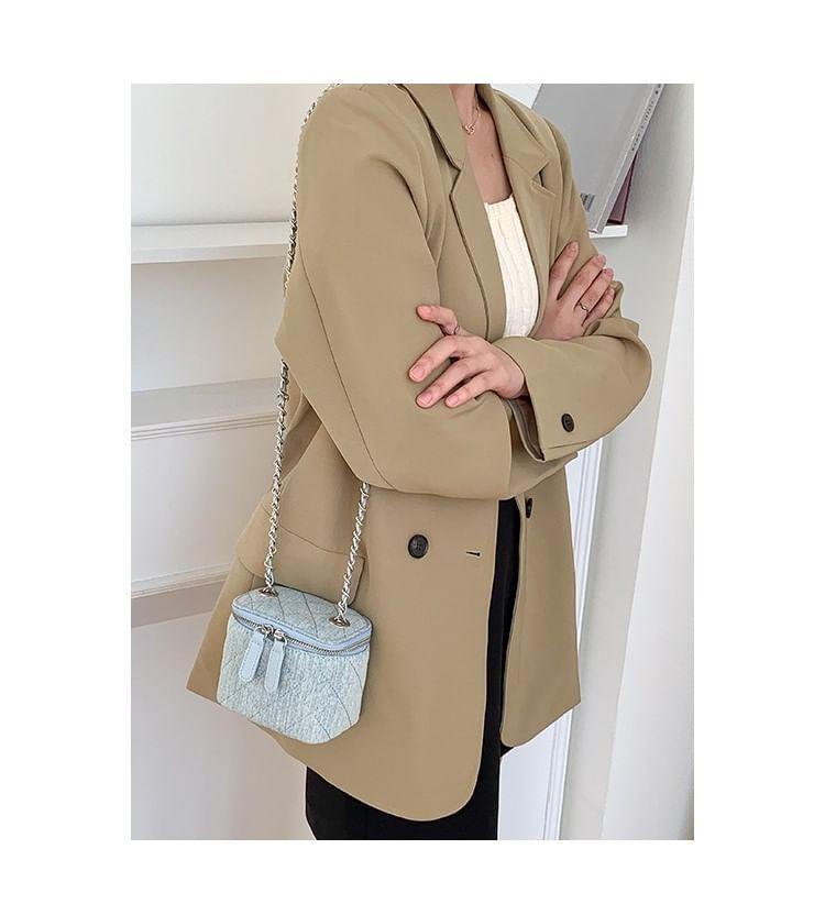 Chain Strap Quilted Denim Crossbody Bag Product Image