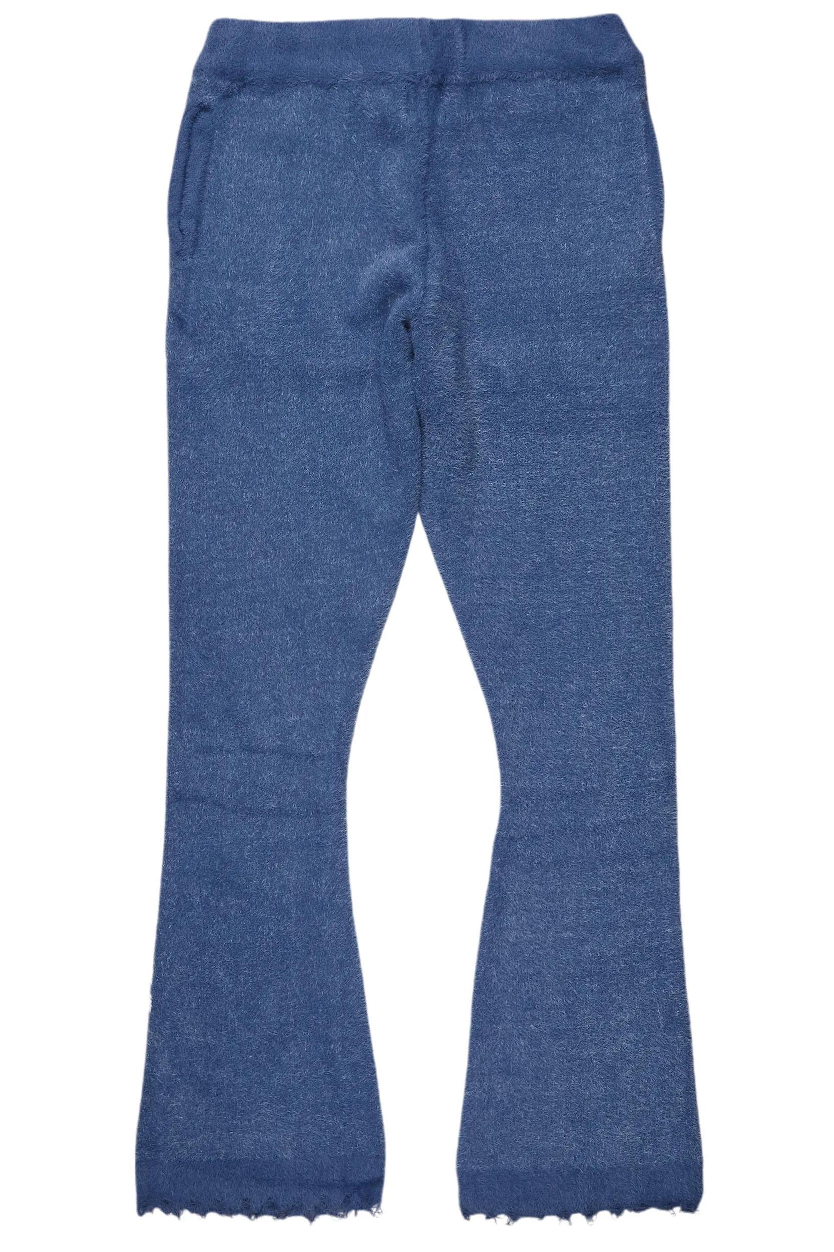 Keve Navy Knitted Mohair Flare Sweat Pant Male Product Image