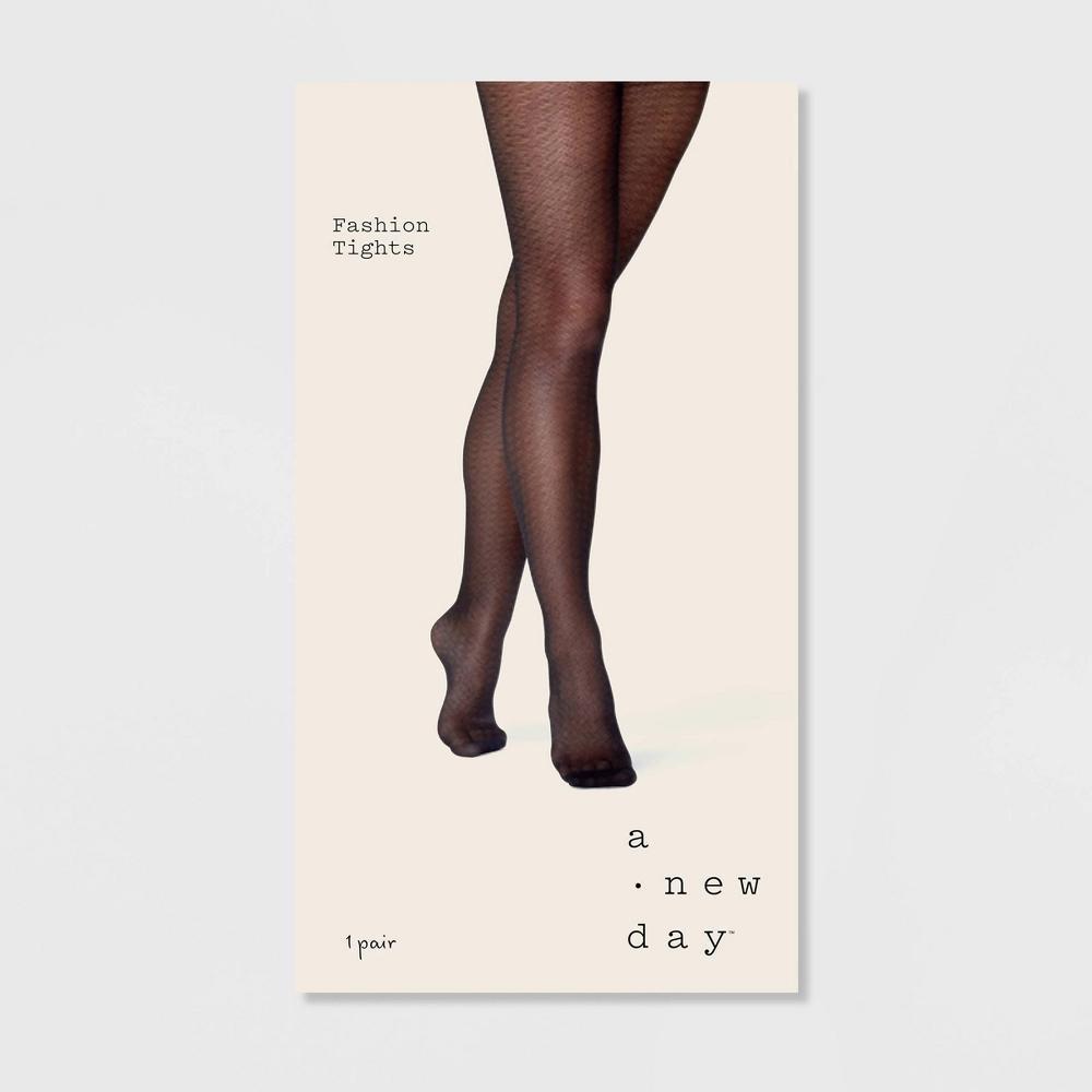 Womens Basketweave Pattern Tights - A New Day L/XL: High Waisted Sheer Hosiery Product Image