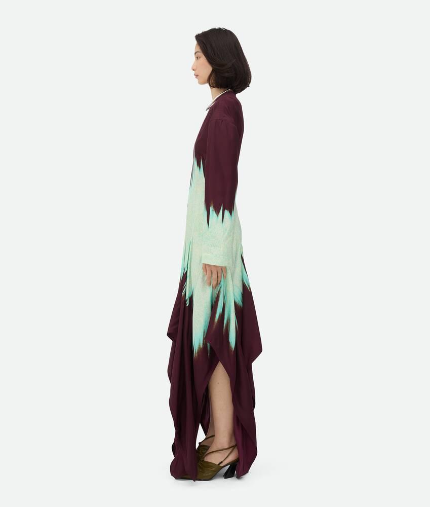 Women's Viscose Degrade Petal Print Dress in Burgundy/mint Product Image