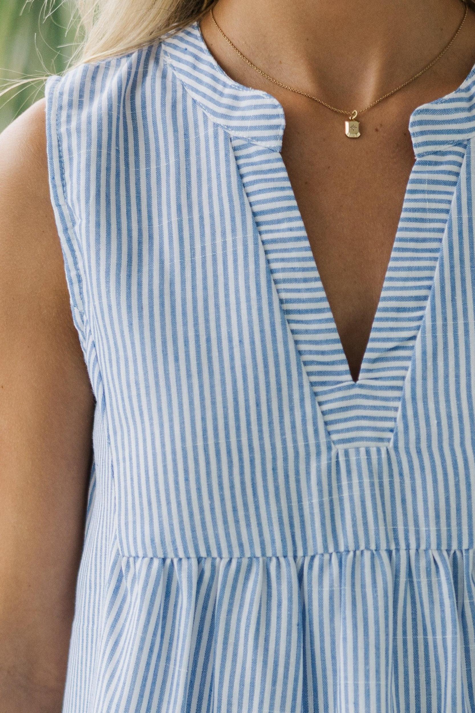 Set Sail Blue Striped Tiered Dress Female Product Image