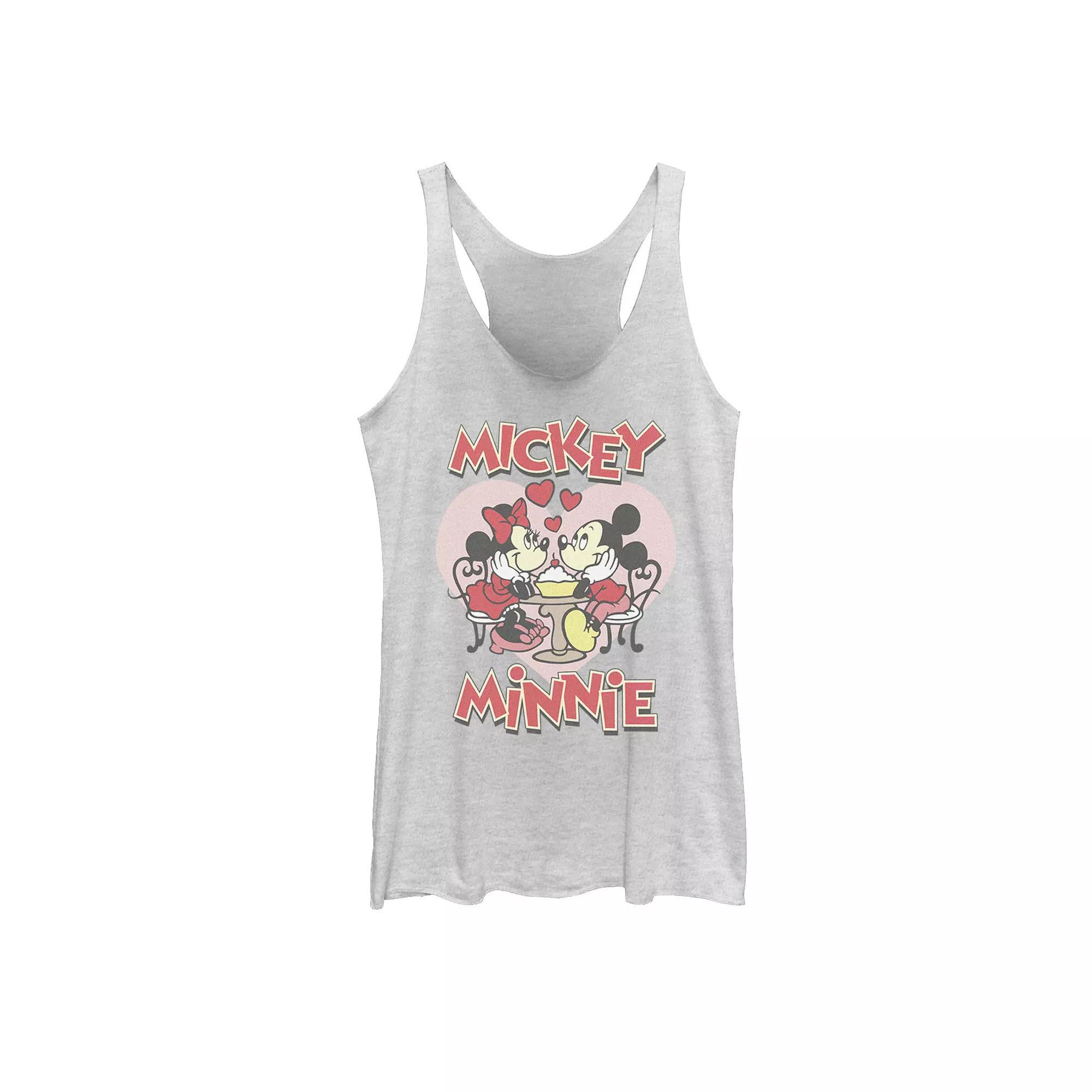 Disneys Mickey Valentines Day Mickey & Minnie Hearts Racerback Tank Top, Girls White Grey Product Image