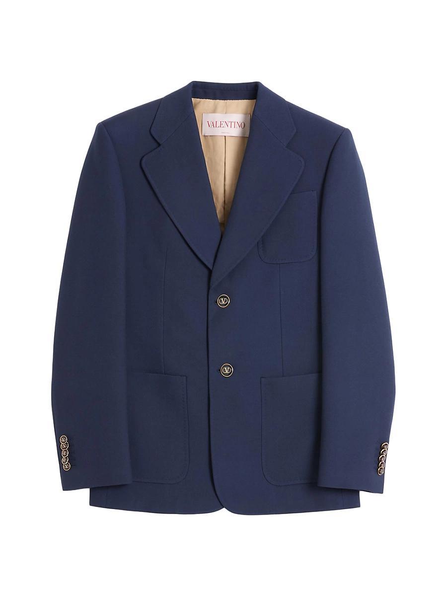 Mens Single-Breasted Wool Gabardine Jacket Product Image