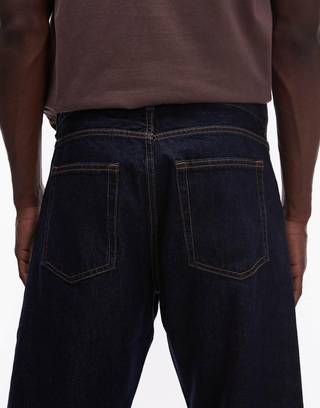 ARKET Ocean loose straight leg jeans in dark washed blue Product Image