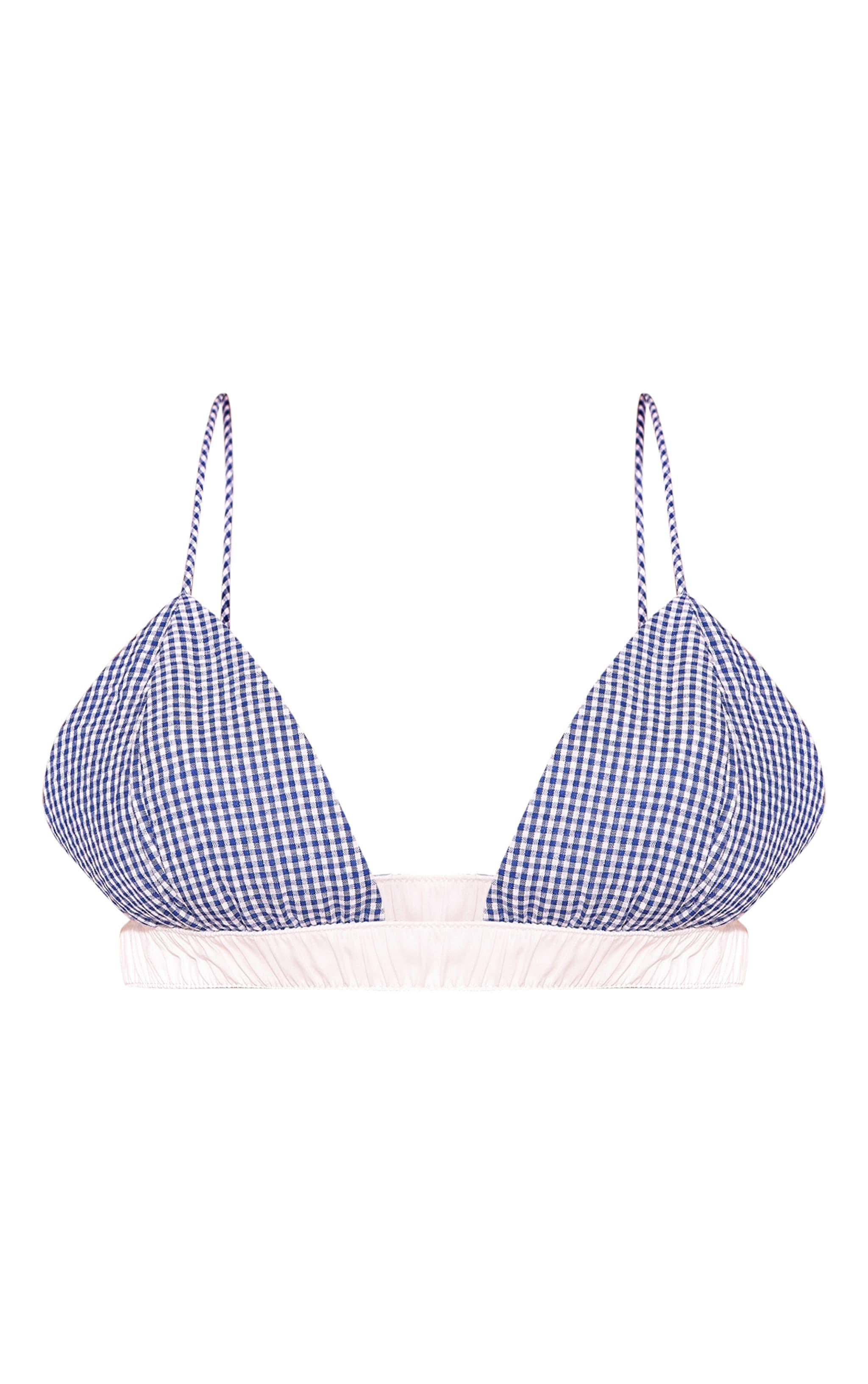 Blue Check Contrast Bralette Product Image