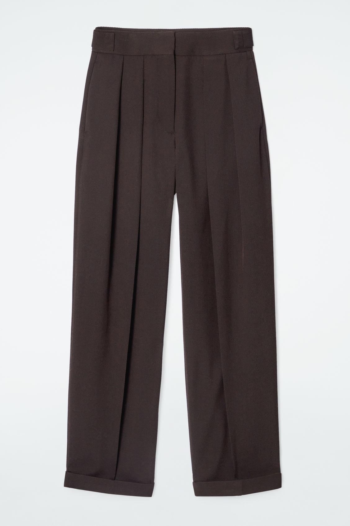 PLEATED WOOL-BLEND TAPERED PANTS Product Image