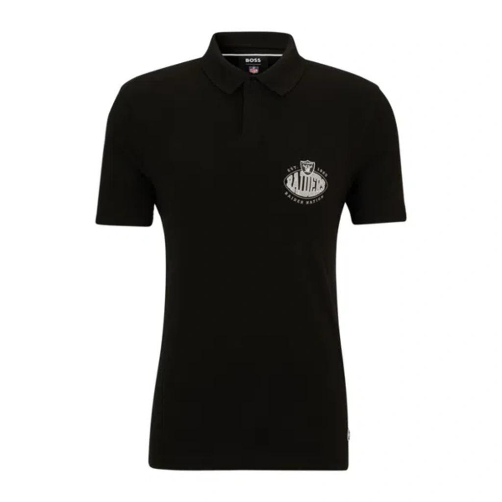 HUGO BOSS X Nfl Cotton-piqu Polo Shirt With Collaborative Branding In Black Product Image
