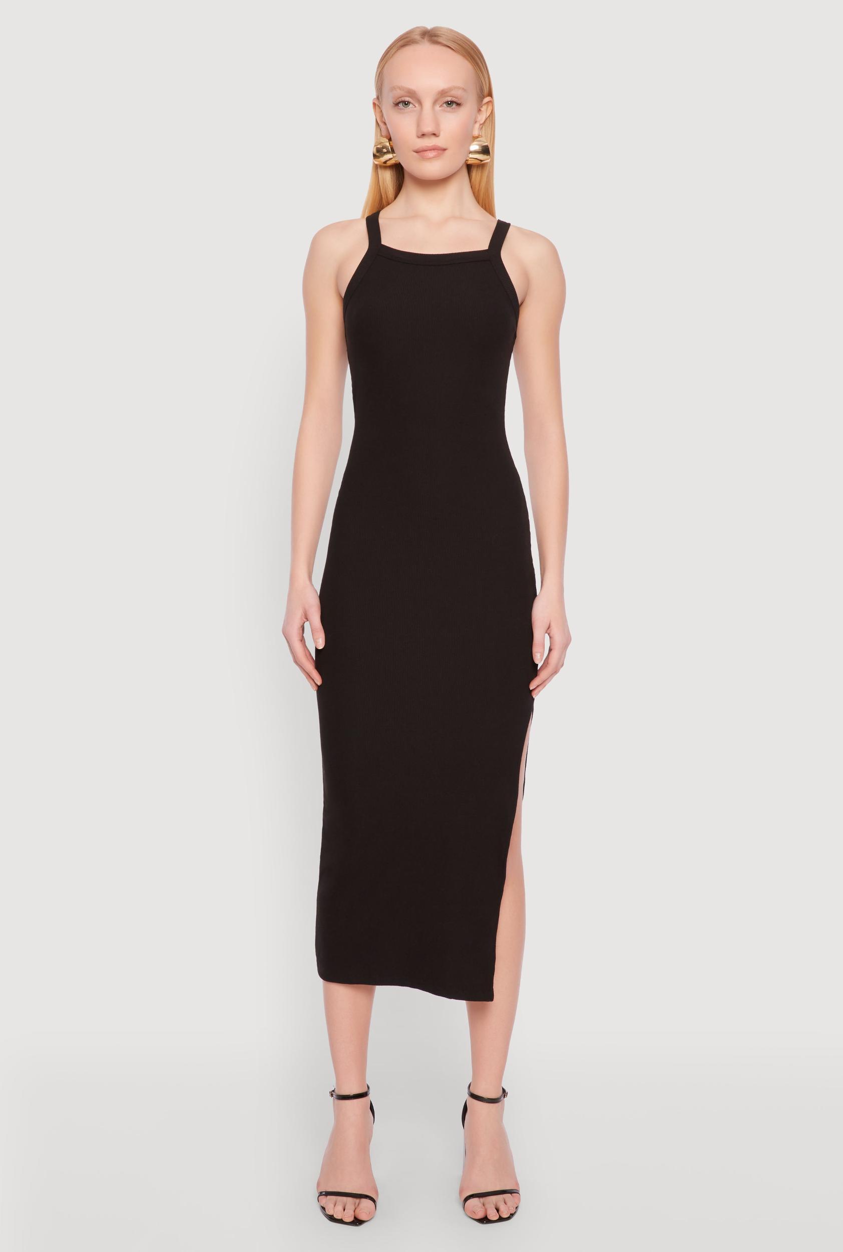 Womens Iris Ribbed Knit Side Slit Dress Product Image