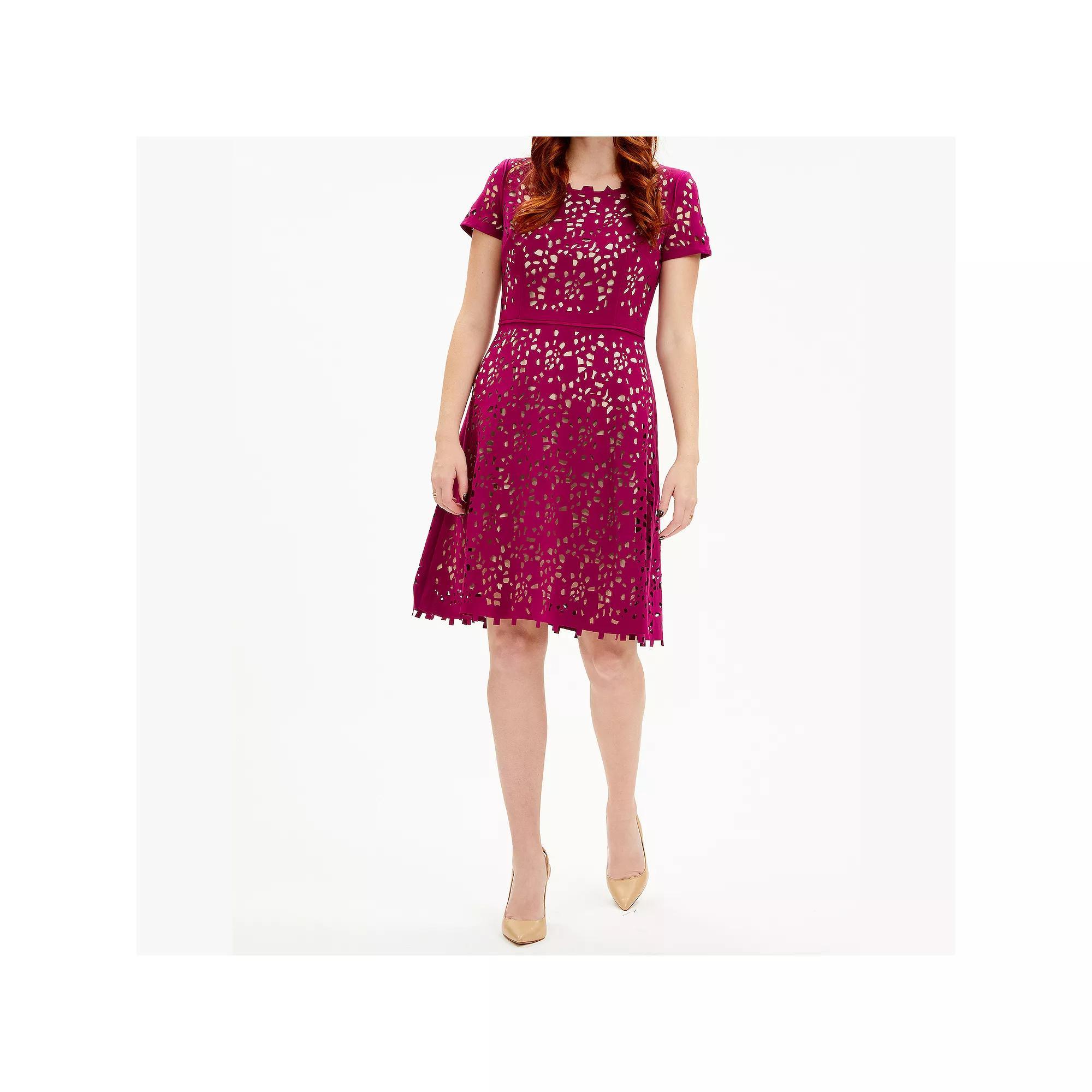 Women's Focus By Shani Cutout Fit & Flare Dress, Size: 2, Navy Beige Product Image
