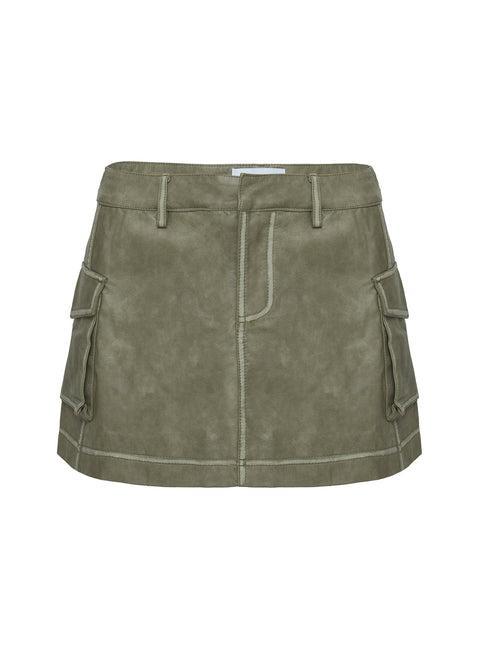 Tanza Faux Leather Mini Skirt Green Product Image