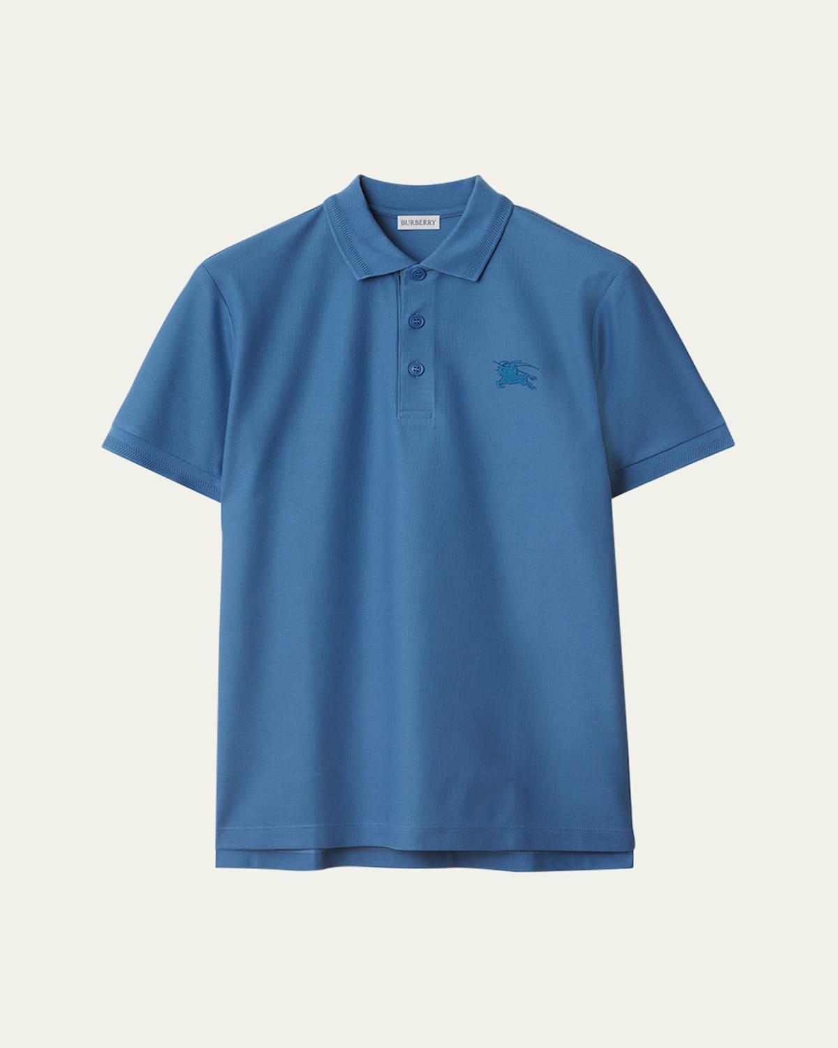burberry Men's Eddie TB Monogram Cotton Polo in Black at Nordstrom, Size Small Product Image
