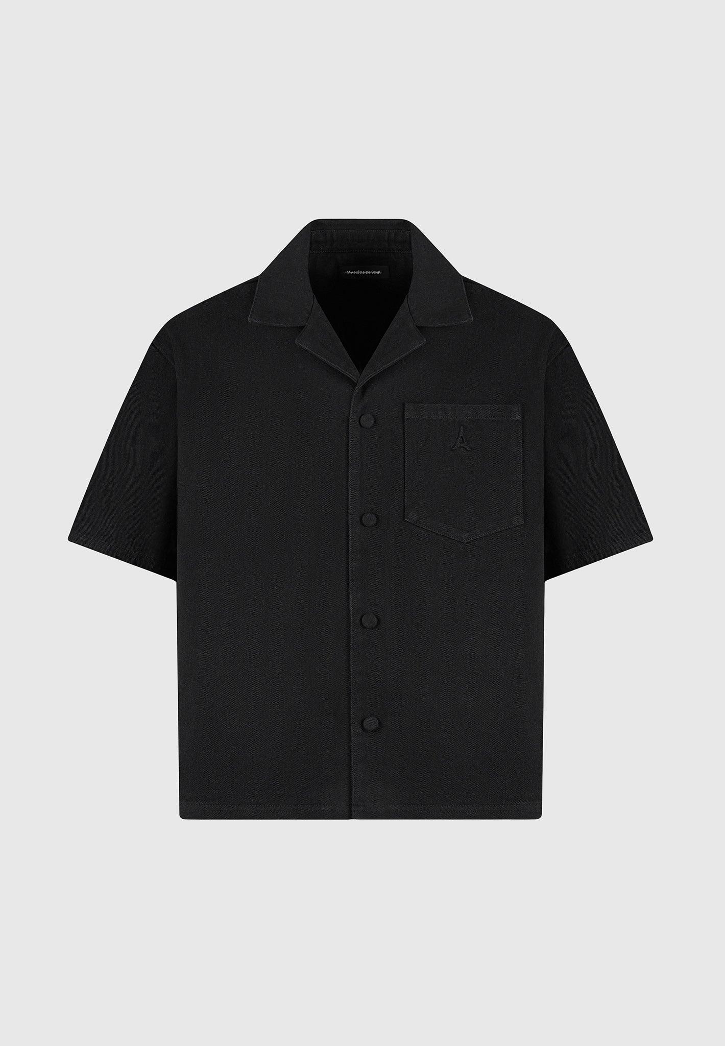Boxy Denim Revere Shirt - Black Male Product Image