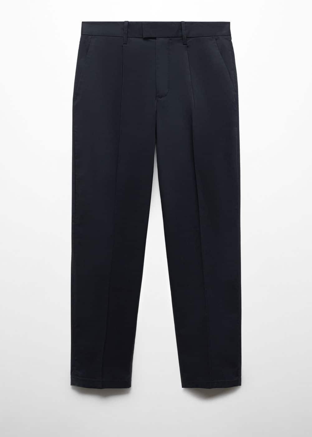 Mango Mens Slim-Fit Cotton Pleated Pants Product Image