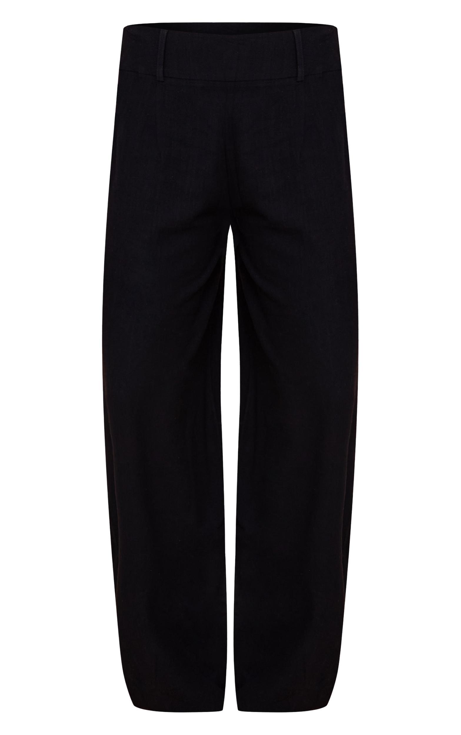  Black Mid Rise Barrel Tailored Pants Product Image