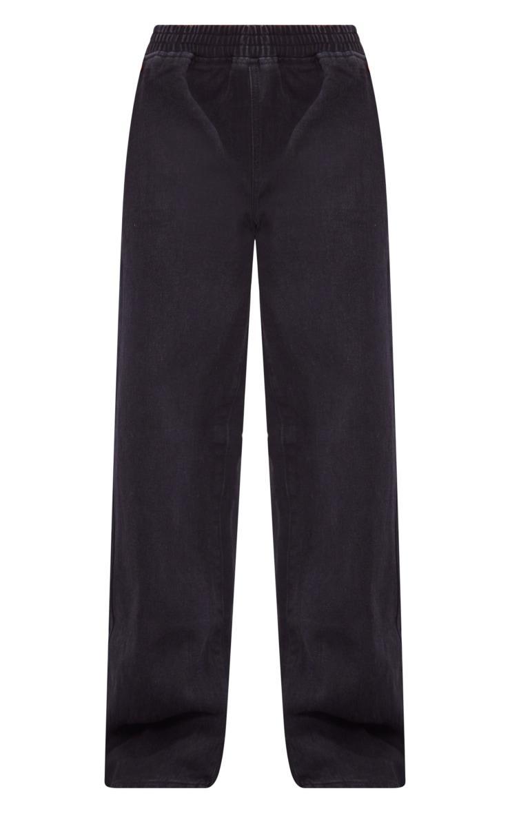 Petite Black Elasticated Wide Leg Jeans Product Image