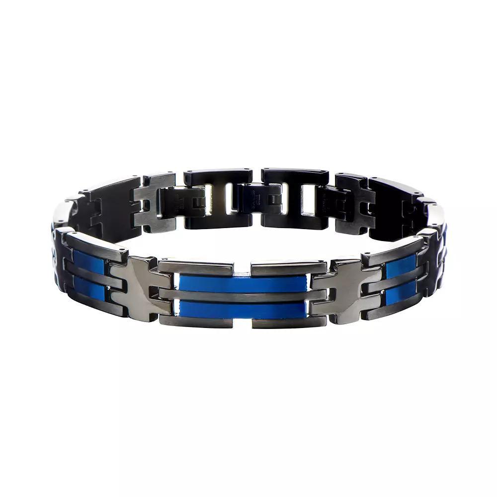 Men's Stainless Steel Black & Blue Link Bracelet, Size: 7.5", Tone Product Image