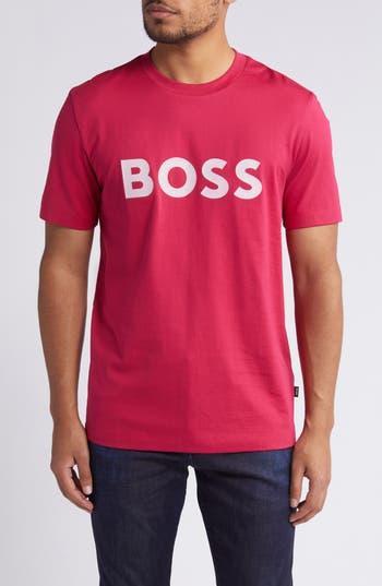 HUGO BOSS Boss Tiburt Logo Graphic T-shirt In Dark Pink Product Image