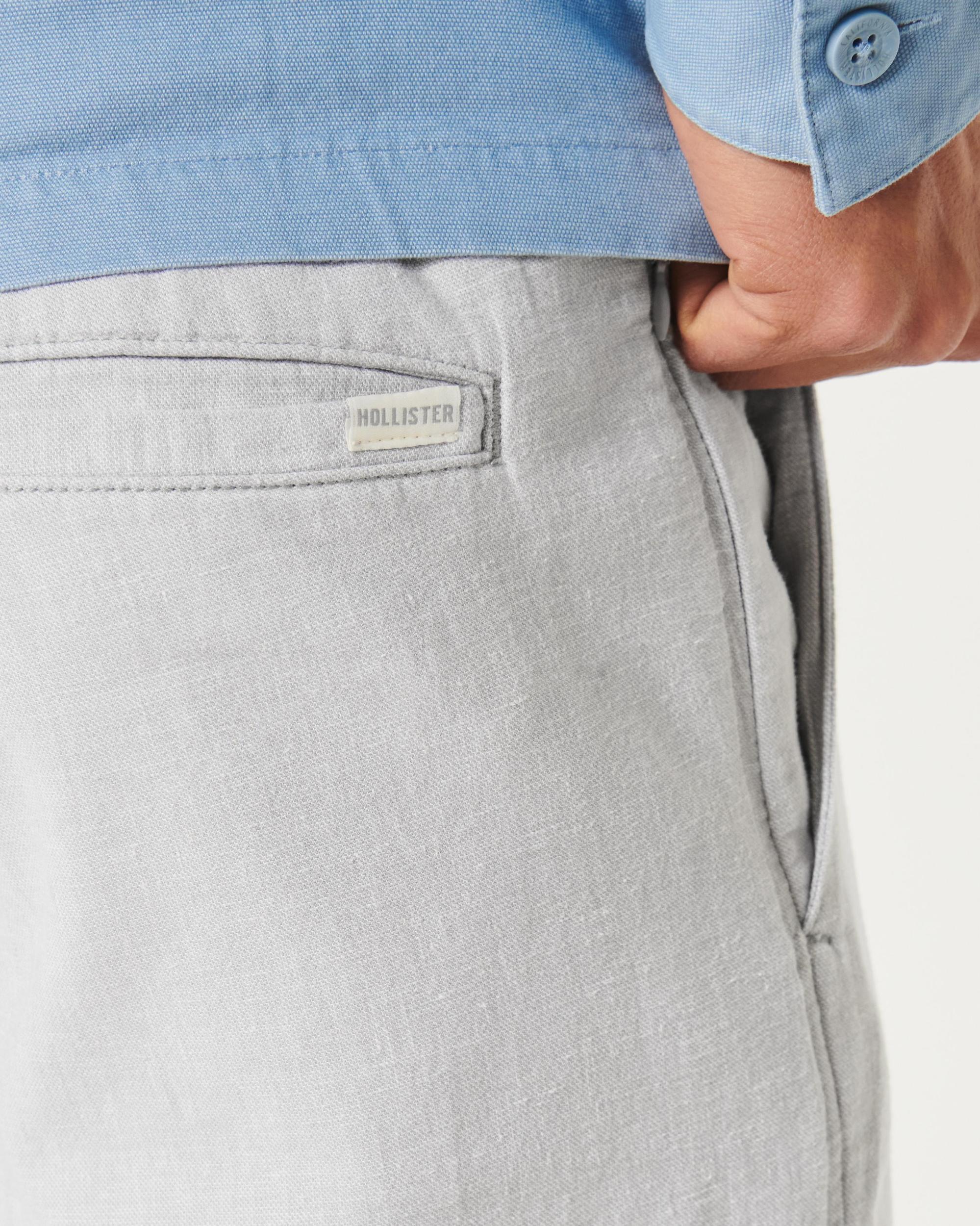 Slim Straight Stretch Linen-Blend Pants Product Image