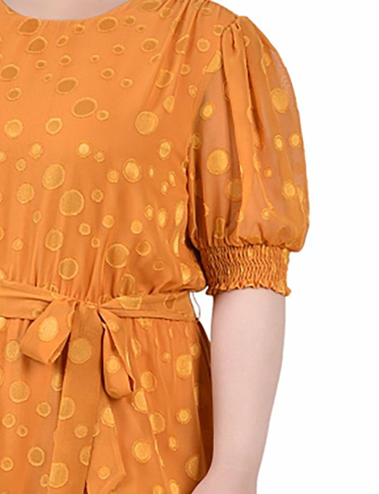 Inca Gold Elbow Sleeve Swiss Dot Dress - Plus Product Image