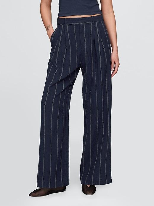 365 High Rise Linen-Blend Trousers Product Image
