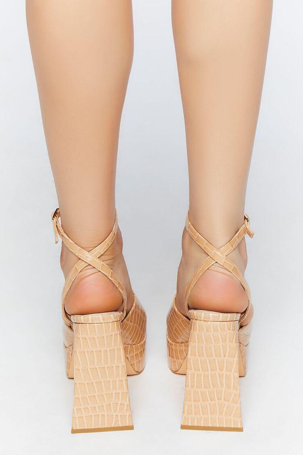 Faux Croc Platform Flare Heels | Forever 21 Product Image